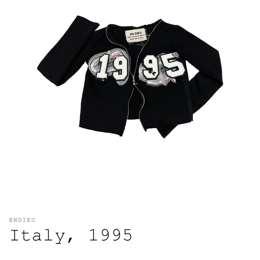 Endieu Italy 1995 Black Zip Sweater Size Medium